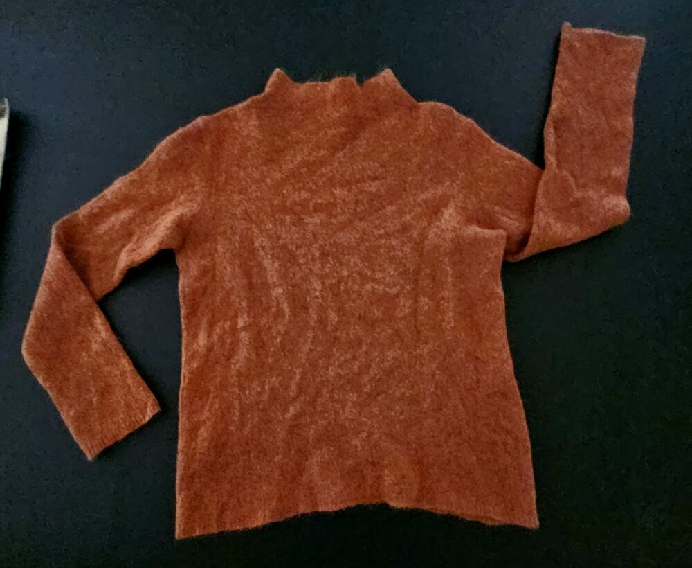 Eileen Fisher Rust Burnt Orange Sweater Mock Turtleneck Mohair/Merino Size Small